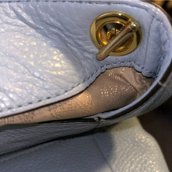 Michael‎ Kors Large Blue Pebbled Leather Jet Set Chain Shoulder Bag EUC - Picture 8 of 12